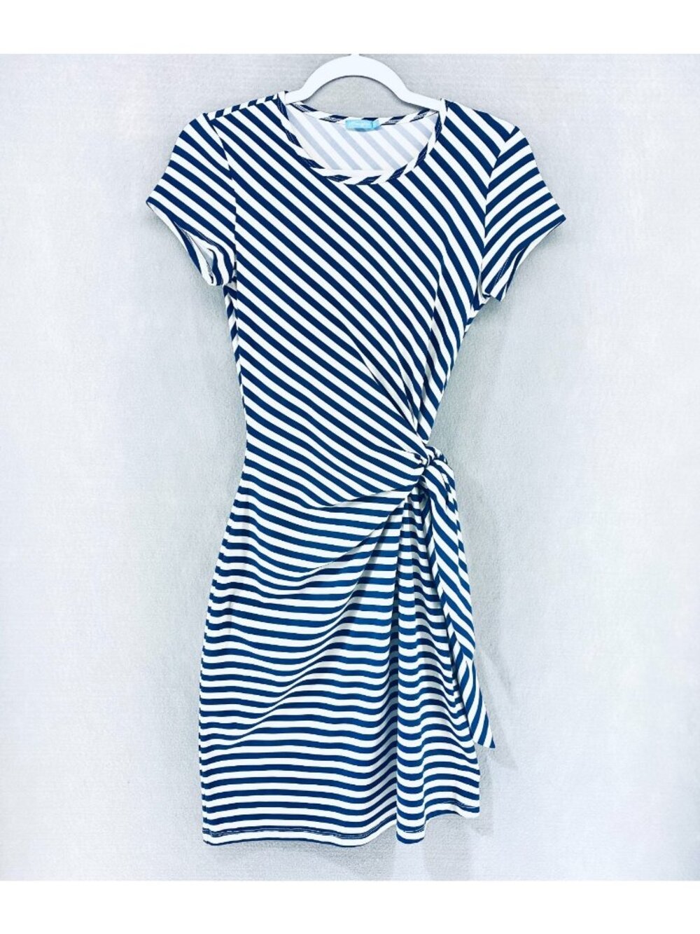 J Mclaughlin Catalina Cloth Dress Womens XS Blue White Striped Tie Side Nautical